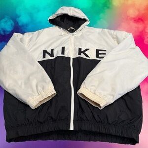 Vtg Nike White Tag Big NIKE Letters 90’s Windbreaker Full Zip Mens 2XL FLAW